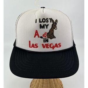 Vintage Trucker Roper Cap "I Lost My A**  In Vegas" Adult Humor Snapback Hat
